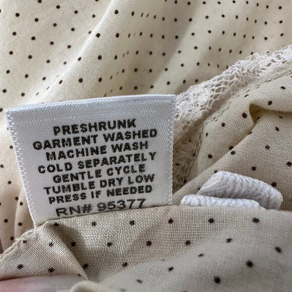 Sanctuary Clothing Button Up Top WMNS XS Cream Dotted Ruffle Pleated Ladder Lace - Picture 7 of 7